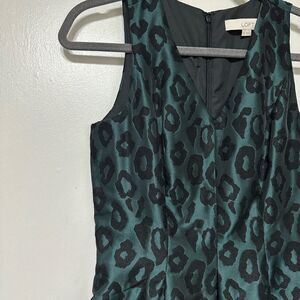 Loft Animal Print Sleeveless Dress size Womens 0 Work Formal Dress Blue & Black